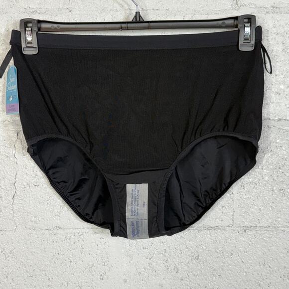 Swim Solutions Plus Size Mid-Rise Tummy-Control Swim Bottoms - Black 20W - Picture 3 of 5